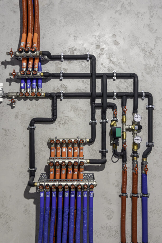 modern autonomous heating system in the boiler room.